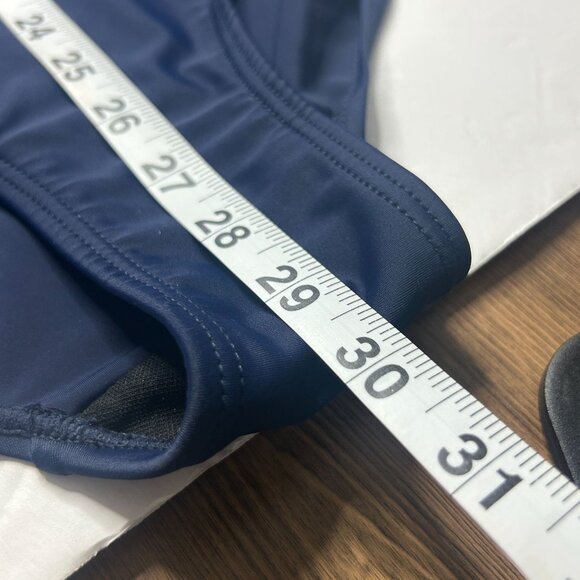 Navy Blue One-Piece Bathing Swimsuit Color Pinstripes Size XXL Adjustable Straps - Picture 5 of 7